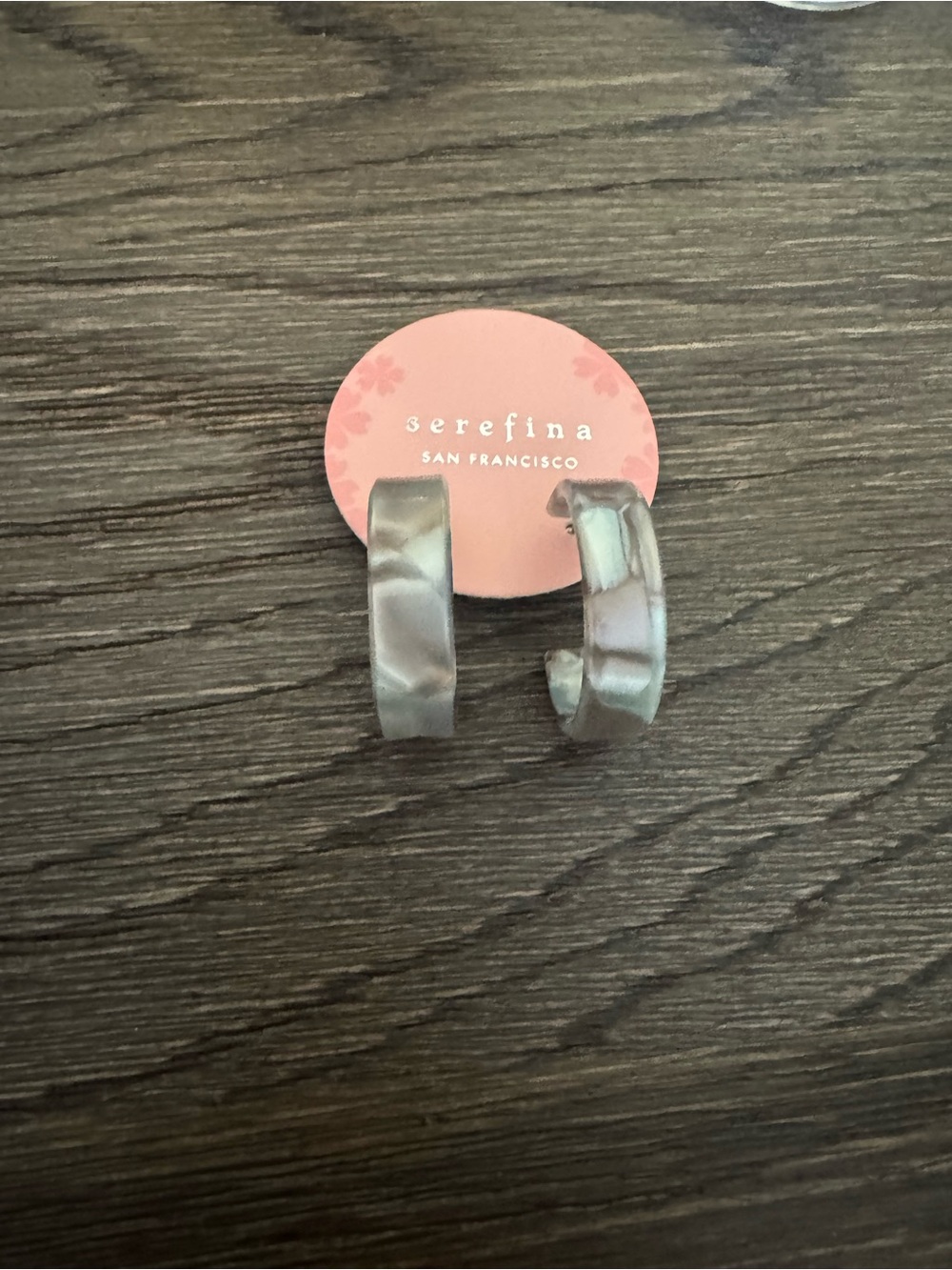 Serefina by Anthropologie Platinum Tortoiseshell Resin Hoop Earrings